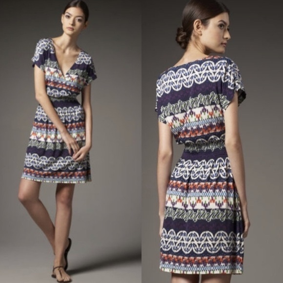 Tory Burch Printed Faux Wrap Silk Dress-Size S - Picture 4 of 4